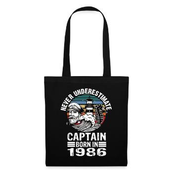 Never Underestimate Captain born in 1986 - Stoffbeutel - Schwarz - Vorne