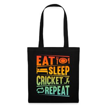 Cricket Player - Eat Sleep Cricket Repeat - Stoffbeutel - Schwarz - Vorne