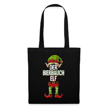 Bierbauch Elf Partnerlook Weihnachten - Stoffbeutel - Schwarz - Vorne