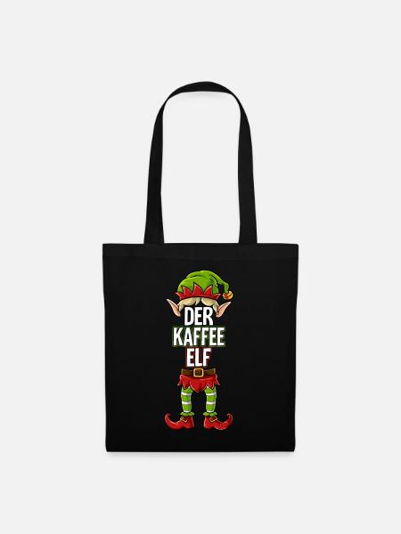 Kaffee Elf Partnerlook Weihnachten - Stoffbeutel - Schwarz