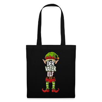 Vater Elf Partnerlook Weihnachten - Stoffbeutel - Schwarz - Vorne