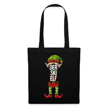 Ski Elf Partnerlook Weihnachten - Stoffbeutel - Schwarz - Vorne
