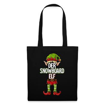 Snowboard Elf Partnerlook Weihnachten - Stoffbeutel - Schwarz - Vorne