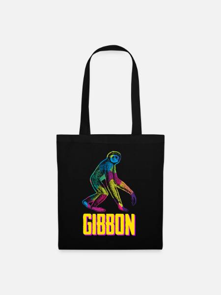 Gibbon Affe - Stoffbeutel - Schwarz