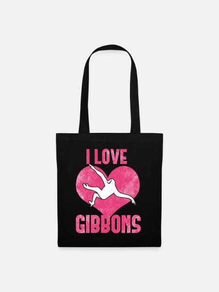 Ich liebe Gibbons - Stoffbeutel - Schwarz