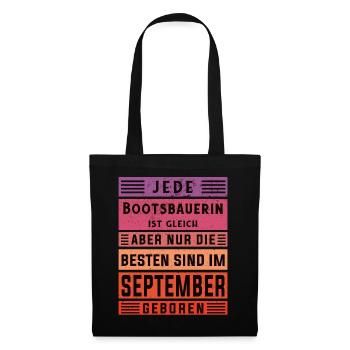 Schiffbauer Geburtstag September geboren - Stoffbeutel - Schwarz - Vorne
