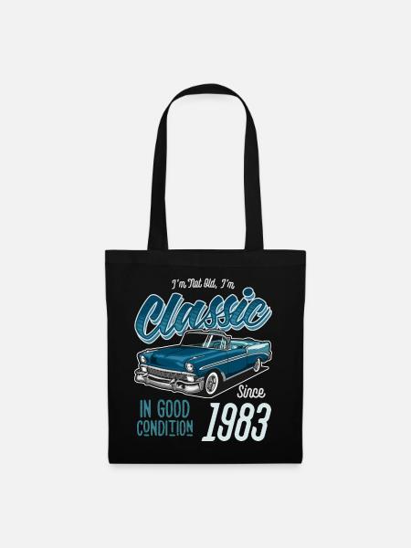 Ich bin nicht alt Ich bin Oldtimer Jahrgang Jahrgang 1983 - Stoffbeutel - Schwarz