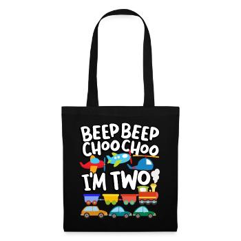 Beep Beep Choo Choo I'm Two Toy Train Car 2nd - Tote Bag - black - Front