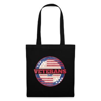 Logo rond du drapeau américain pour la Journée des anciens combattants - Sac en tissu - noir - Devant