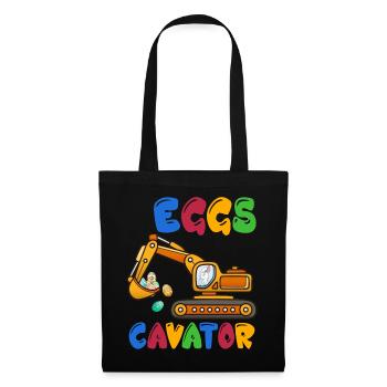 Funny EggsCavator Happy Easter Excavator Egg Kids - Tote Bag - black - Front