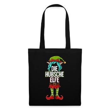 Hübsche Elfe Partnerlook Weihnachten - Stoffbeutel - Schwarz - Vorne