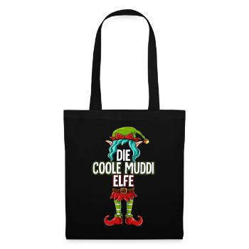 Coole Muddi Elfe Partnerlook Weihnachten - Stoffbeutel - Schwarz - Vorne