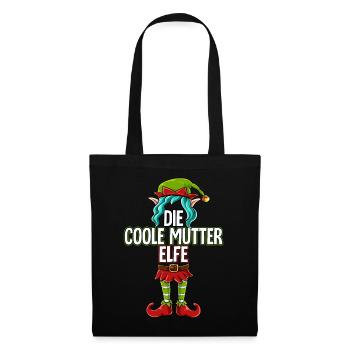 Coole Mutter Elfe Partnerlook Weihnachten - Stoffbeutel - Schwarz - Vorne