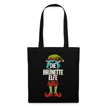 Brünette Elfe Partnerlook Weihnachten - Stoffbeutel - Schwarz - Vorne