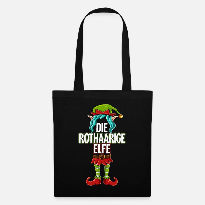 Rothaarige Elfe Partnerlook Weihnachten - Stoffbeutel - Schwarz