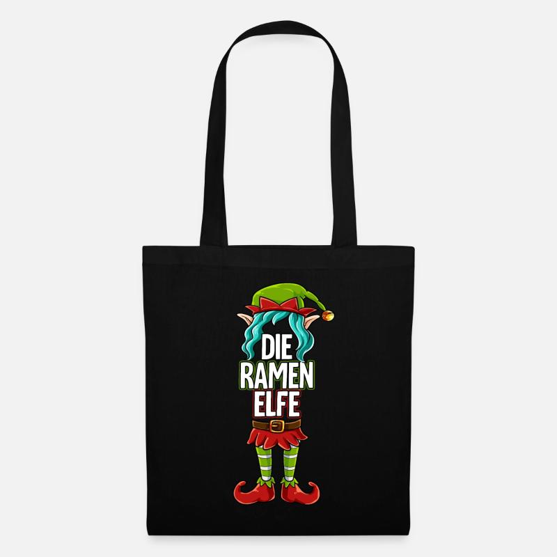 Ramen Elfe Partnerlook Weihnachten - Stoffbeutel - Schwarz