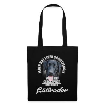 Schwarzer Labrador Schutzengel Spruch - Stoffbeutel - Schwarz - Vorne