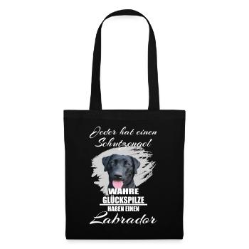 Schwarzer Labrador Schutzengel Spruch - Stoffbeutel - Schwarz - Vorne