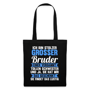Geschwister Schwester Familie Brüder Bruder - Stoffbeutel - Schwarz - Vorne