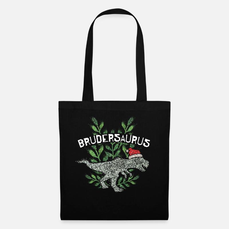 Brudersaurus TRex Dinosaurier Bruder Nikolausmütze - Stoffbeutel - Schwarz