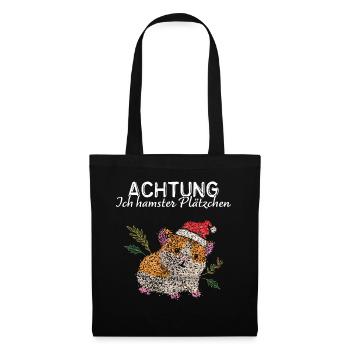 Hamster Plätzchen Weihnachtsbacken Kekse Hamstern - Stoffbeutel - Schwarz - Vorne