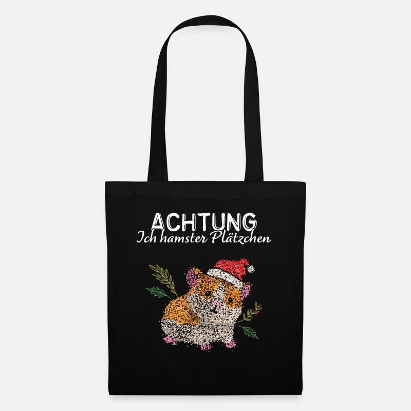 Hamster Plätzchen Weihnachtsbacken Kekse Hamstern - Stoffbeutel - Schwarz