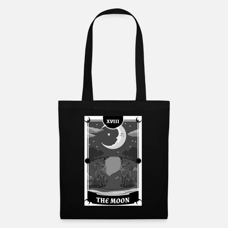 Anime -Tarot -Karte der Mond Gothic - Stoffbeutel - Schwarz