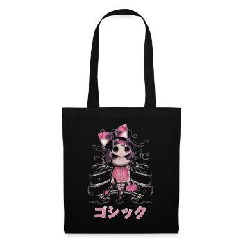 Gothic Lolita Chibi Hexe Kawaii Anime WiccaTrickbe - Stoffbeutel - Schwarz - Vorne