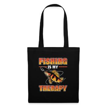 La pêche est ma thérapie Chasse au poisson - Sac en tissu - noir - Devant