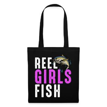 Reel Girls Fish Female Women's Tuna Fishing Retro - Tote Bag - black - Front