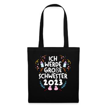 Schwester 2023 Schwanger Werdende Schwester - Stoffbeutel - Schwarz - Vorne