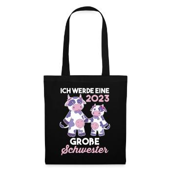 Schwester 2023 Kuh Werdende Schwester - Stoffbeutel - Schwarz - Vorne