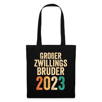 Bruder 2023 Schwanger Zwilling Werdender Bruder - Stoffbeutel - Schwarz - Vorne
