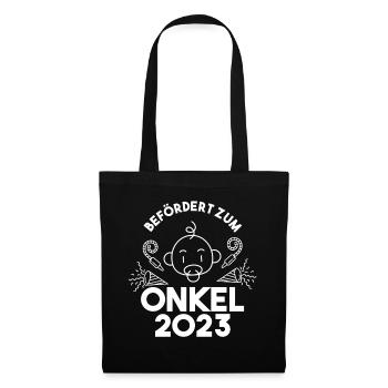 Onkel 2023 Schwangerschaft Schwanger Werdender Onk - Stoffbeutel - Schwarz - Vorne