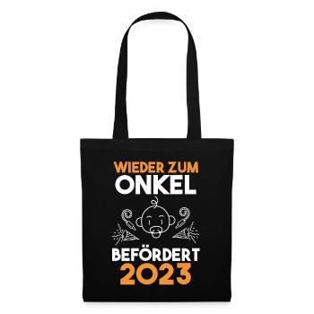 Onkel 2023 Schwangerschaft Schwanger Werdender Onk - Stoffbeutel - Schwarz - Vorne