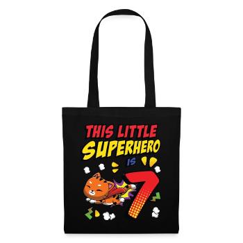 This little superhero is 7 cat owner 7. - Tote Bag - black - Front