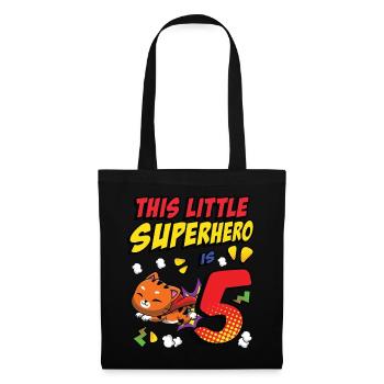 This little superhero is 5 cat owners 5. - Tote Bag - black - Front