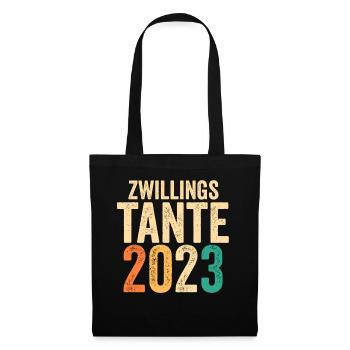Tante 2023 Zwillinge Schwanger Werdende Tante - Stoffbeutel - Schwarz - Vorne