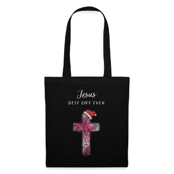 Nikolausmütze Kreuz Weihnachtsgottesdienst Jesus - Stoffbeutel - Schwarz - Vorne