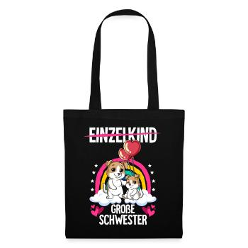 Ich werde Große Schwester Hunde - Stoffbeutel - Schwarz - Vorne