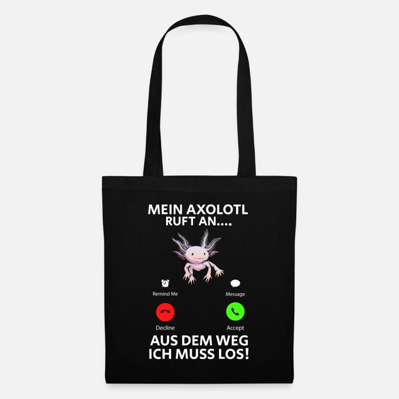 Mein Axolotl ruft an... Axolotl Querzahnmolch - Stoffbeutel - Schwarz