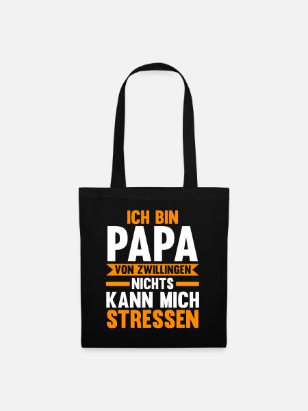 Vater Papi Zwilling Zwillinge Zwillingspapa Papa - Stoffbeutel - Schwarz