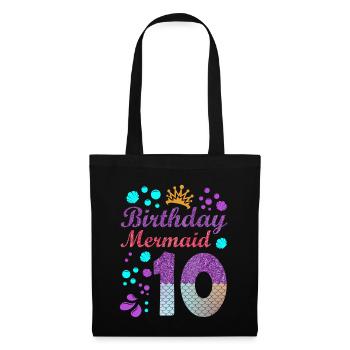 Birthday Mermaid 10 Shell Summer Vibe 10 - Tote Bag - black - Front