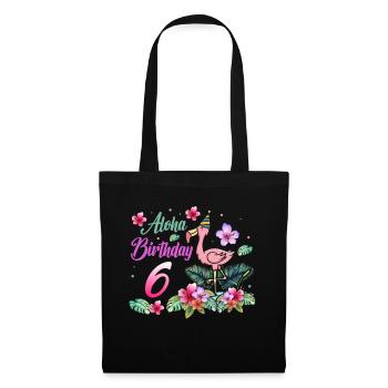 Aloha Birthday 6 Flamingo Bird 6th Birthday - Tote Bag - black - Front
