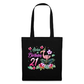 Aloha Anniversaire 21 Flamant rose Oiseau 21e anniversaire - Sac en tissu - noir - Devant