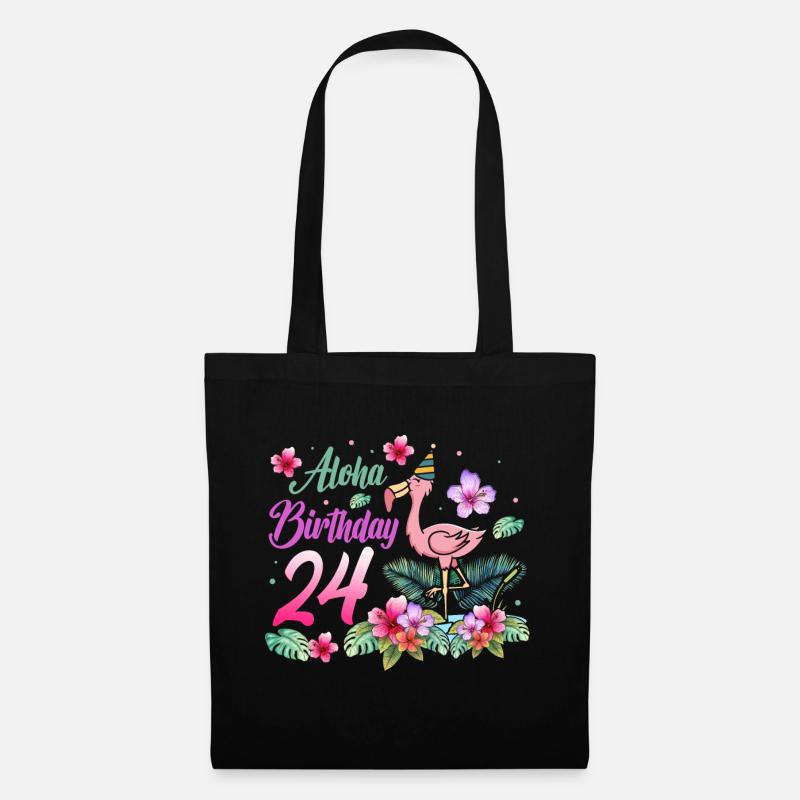 Aloha Geburtstag 24 Flamingo Vogel 24. Geburtstag - Stoffbeutel - Schwarz