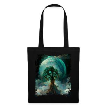 World Tree Yggdrasil Tree of Life Digitales Malere - Stoffbeutel - Schwarz - Vorne