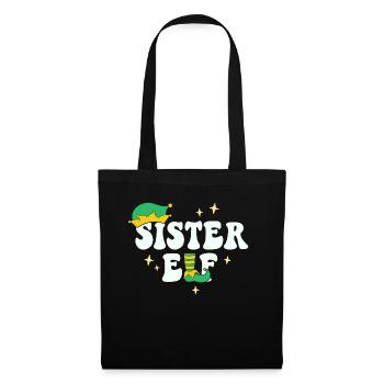 Schwester Elf Passende Familie Weihnachtsgruppe Weihnachten - Stoffbeutel - Schwarz - Vorne