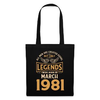 Anniversaire Les légendes sont nées en mars 1981 - Sac en tissu - noir - Devant