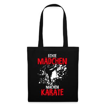 Mädchen Karate Kampfsport Geschenk - Stoffbeutel - Schwarz - Vorne